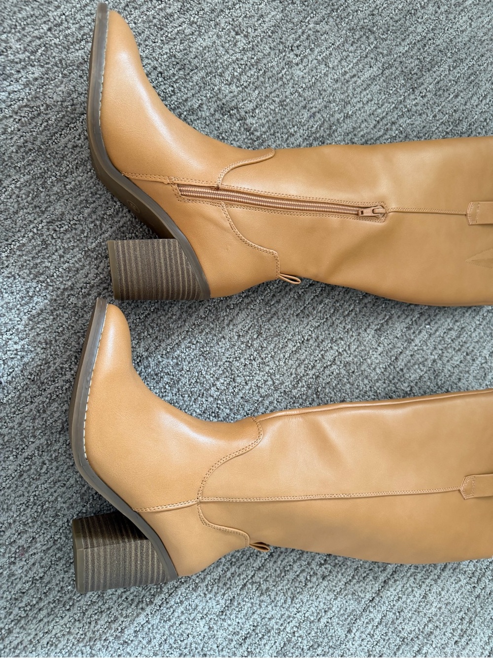 Women's Tall Tan Block-Heel Boots